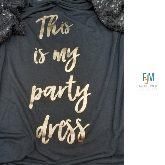 "This Is My Party Dress" Metallic and Sequin Short-Sleeve Graphic Tee - Picture 4 of 7
